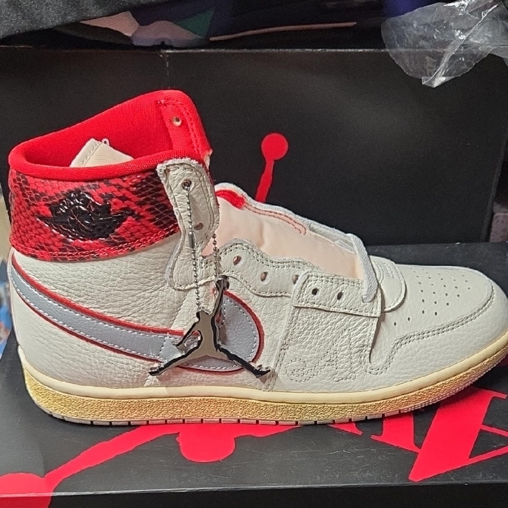 Red and Cream High-Top Sneakers